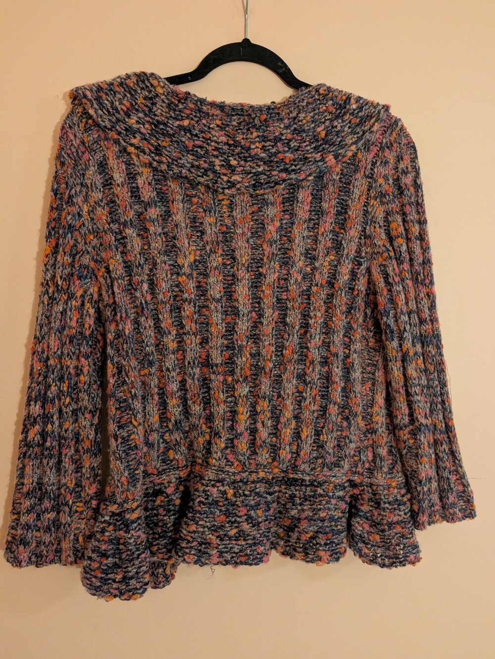 Ruby Rd. Multicolor Knit Ruffle Cardigan Sweater - Pink, Blue, Orange - Picture 3 of 4